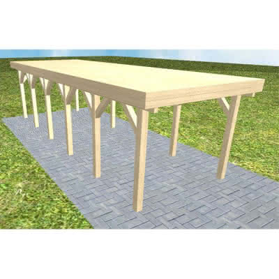 Einzelcarport Bergen LG Master, 305x879 cm, vorbereitet für Grünbedachung, Fichte KVH naturbelassen Lang (879 cm) | vorbereitet für Gründach | Fichte KVH natur