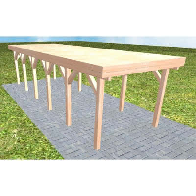 Einzelcarport Bergen LG Natur, 305x879 cm, vorbereitet für Grünbedachung, Lärche naturbelassen Lang (879 cm) | vorbereitet für Gründach | Lärche natur