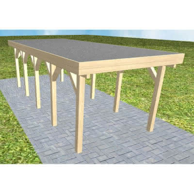 Einzelcarport Bergen MF Master, 305x717 cm, mit Foliendach, Fichte KVH naturbelassen Mittel (717 cm) | Foliendach | Fichte KVH natur