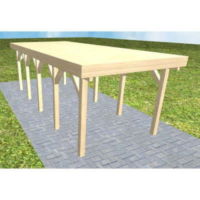 Einzelcarport Bergen MG Master, 305x717 cm, vorbereitet für Grünbedachung, Fichte KVH naturbelassen Mittel (717 cm) | vorbereitet für Gründach | Fichte KVH natur