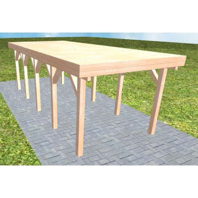 Einzelcarport Bergen MG Natur, 305x717 cm, vorbereitet für Grünbedachung, Lärche naturbelassen Mittel (717 cm) | vorbereitet für Gründach | Lärche natur