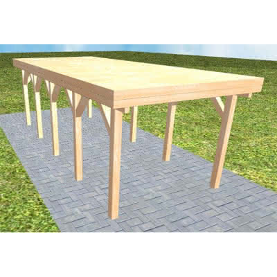 Einzelcarport Bergen MG Perfect, 305x717 cm, vorbereitet für Grünbedachung, Fichte Leimholz naturbelassen Mittel (717 cm) | vorbereitet für Gründach | Fichte Leimholz natur