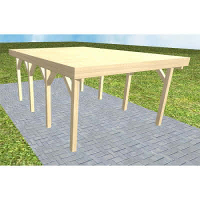 Flachdach-Carport Borkum KG Master, 405x556 cm, vorbereitet für Grünbedachung, Fichte KVH naturbelassen Kurz (556 cm) | vorbereitet für Gründach | Fichte KVH natur