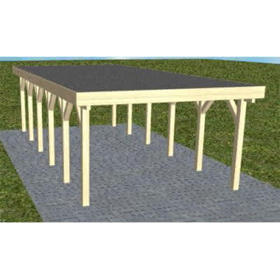 Flachdach-Carport Borkum LF Master, 405x879 cm, mit Foliendach, Fichte KVH naturbelassen Lang (879 cm) | Foliendach | Fichte KVH natur