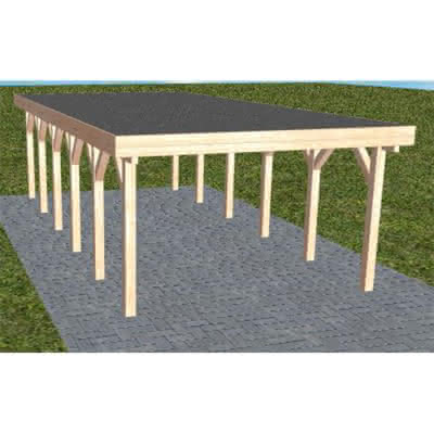 Flachdach-Carport Borkum LF Natur, 405x879 cm, mit Foliendach, Lärche naturbelassen Lang (879 cm) | Foliendach | Lärche natur