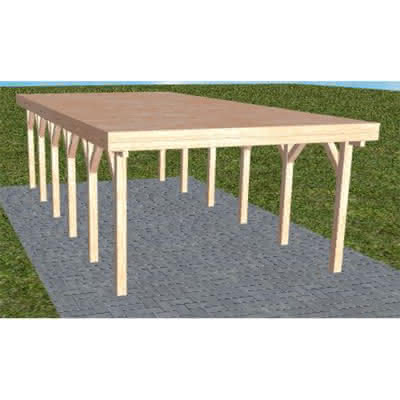 Flachdach-Carport Borkum LG Natur, 405x879 cm, vorbereitet für Grünbedachung, Lärche naturbelassen Lang (879 cm) | vorbereitet für Gründach | Lärche natur