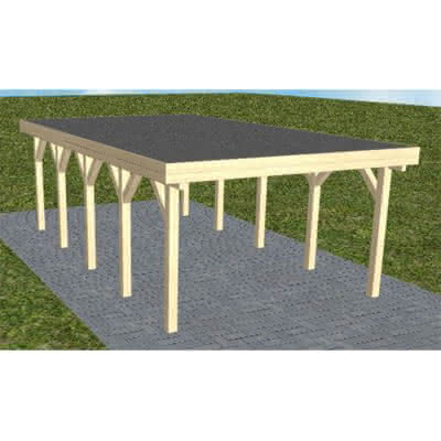 Flachdach-Carport Borkum MF Master, 405x717 cm, mit Foliendach, Fichte KVH naturbelassen Mittel (717 cm) | Foliendach | Fichte KVH natur