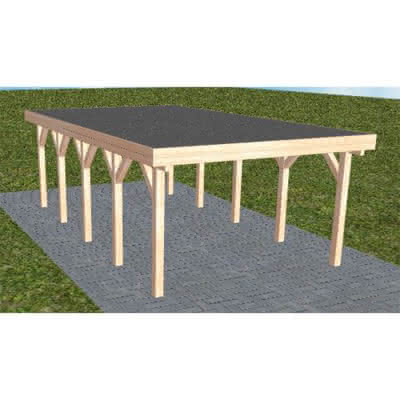 Flachdach-Carport Borkum MF Natur, 405x717 cm, mit Foliendach, Lärche naturbelassen Mittel (717 cm) | Foliendach | Lärche natur