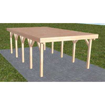 Flachdach-Carport Borkum MG Natur, 405x717 cm, vorbereitet für Grünbedachung, Lärche naturbelassen Mittel (717 cm) | vorbereitet für Gründach | Lärche natur