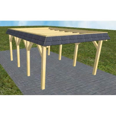 Carport Glinde KO classic 405x556 cm Kurz (556 cm) | ohne Bedachung | Kiefer KDI