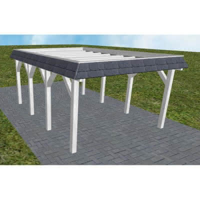 Glinde KO select 405x556 cm Kurz (556 cm) | ohne Bedachung | Fichte Leimholz weiß