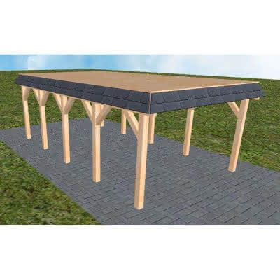 Glinde MG perfect 405x717 cm Mittel (717 cm) | vorbereitet für Gründach | Fichte Leimholz natur