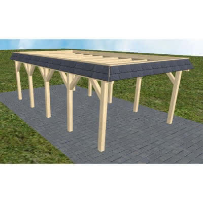 Carport Glinde MO master 405x717 cm Mittel (717 cm) | ohne Bedachung | Fichte KVH natur