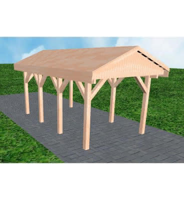 Joda® Satteldach-Carport Wedel KG, 305x573 cm, vorbereitet für Grünbedachung, Lärche naturbelassen Kurz (573 cm) | vorbereitet für Gründach | Lärche natur