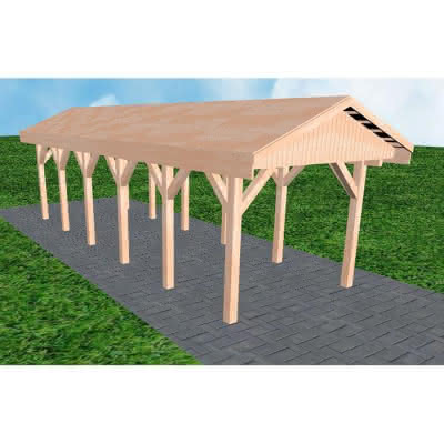 Joda® Satteldach-Carport Wedel LG, 305x903 cm, vorbereitet für Grünbedachung, Lärche naturbelassen Lang (903 cm) | vorbereitet für Gründach | Lärche natur