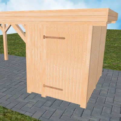 Geräteraum Typ 01, Maße 265x173 cm, Integrations-Bausatz für Joda® Carports mit Durchfahrtsmaß 242 cm, Perfect-Serie Fichte-Leimholz naturbelassen Fichte Leimholz natur