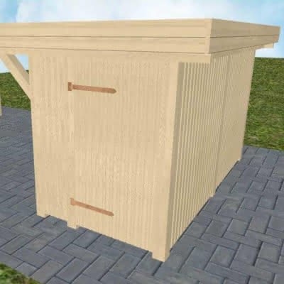 Geräteraum Typ 02, Maße 365x173 cm, Integrations-Bausatz für Joda® Carports mit Durchfahrtsmaß 342 cm, Master-Serie Fichte KVH naturbelassen Fichte KVH natur