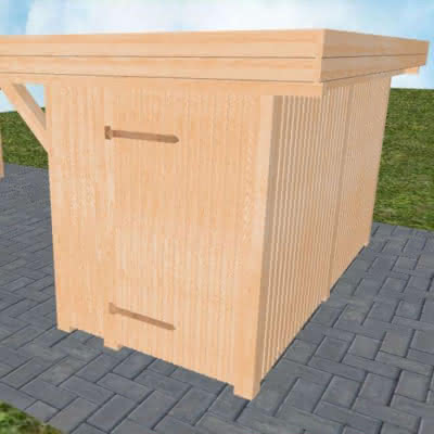 Geräteraum Typ 02, Maße 365x173 cm, Integrations-Bausatz für Joda® Carports mit Durchfahrtsmaß 342 cm, Perfect-Serie Fichte-Leimholz naturbelassen Fichte Leimholz natur