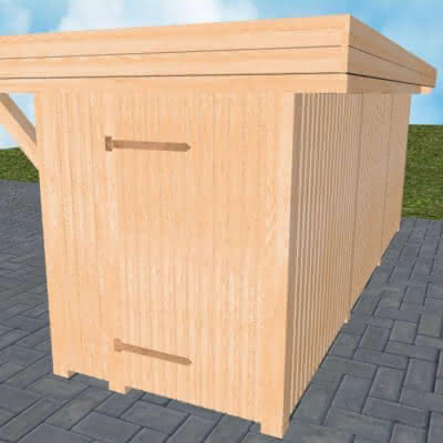 Geräteraum Typ 04, Maße 565x173 cm, Integrations-Bausatz für Joda® Carports mit Durchfahrtsmaß 542 cm, Perfect-Serie Fichte-Leimholz naturbelassen Fichte Leimholz natur