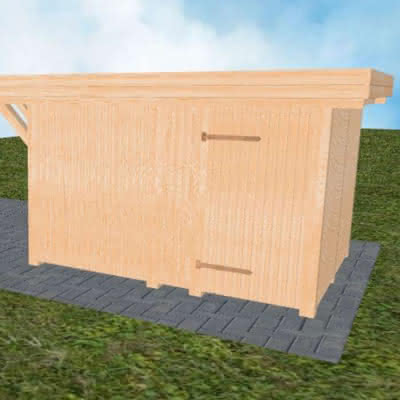 Geräteraum Typ 05, Maße 265x335 cm, Integrations-Bausatz für Joda® Carports mit Durchfahrtsmaß 242 cm, Perfect-Serie Fichte-Leimholz naturbelassen Fichten Leimholz natur