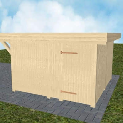 Geräteraum Typ 06, Maße 365x335 cm, Integrations-Bausatz für Joda® Carports mit Durchfahrtsmaß 342 cm, Master-Serie Fichte KVH naturbelassen Fichte KVH natur