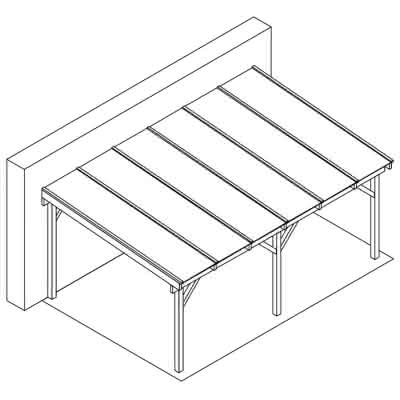 Terrassendach mit Steg-Doppelplatten master 607x400 cm 607x400 cm | Fichte KVH naturbelassen