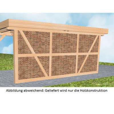 Carport-Seitenwand kurz (K), vorbereitet für Fachwerk, Pfosten 135x135 mm, Perfect-Serie Fichte Leimholz naturbelassen 13,5x13,5 cm | perfect