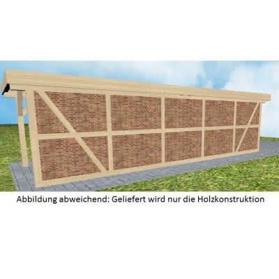 Carport-Seitenwand Lang (L), vorbereitet für Fachwerk, Pfosten 115x115 mm, Master-Serie Fichte KVH naturbelassen 11,5x11,5 cm | master