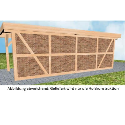 Carport-Seitenwand Mittel (M), vorbereitet für Fachwerk, Pfosten 115x115 mm, Perfect-Serie Fichte Leimholz naturbelassen 11,5x11,5 cm | perfect