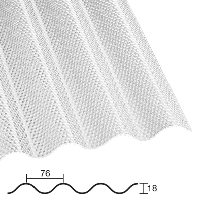 Polycarbonat Sinusprofil 76/18 Wabe klar 1045 mm 2,6 mm 4000 mm 4000 mm