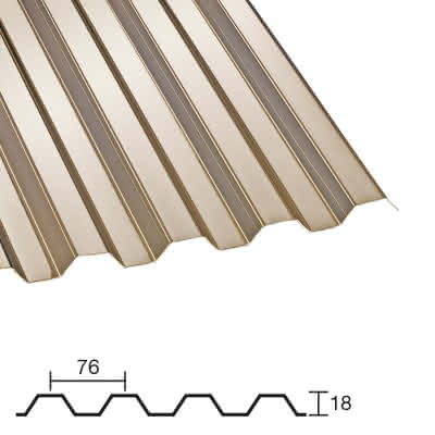 Polycarbonat (PC) Profilplatten  Trapezprofil 76/18 bronce 1260 mm 0,8 mm 4500 mm 4500 mm
