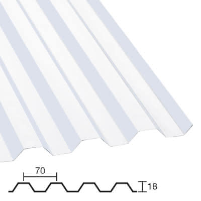 PVC Trapezprofil 70/18 klar  1090 mm 1,1 mm 