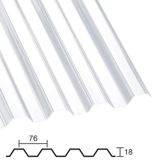 Polycarbonat Trapezprofil 76/18 klar 1260 mm 0,8 mm 
