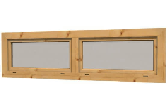 Blockhaus-Fenster Trondheim 188x50 cm isolierverglast, Kipp-Doppelflügel, für 45 mm BB, öffnet nach innen Trondheim isolierverglast | 45 mm
