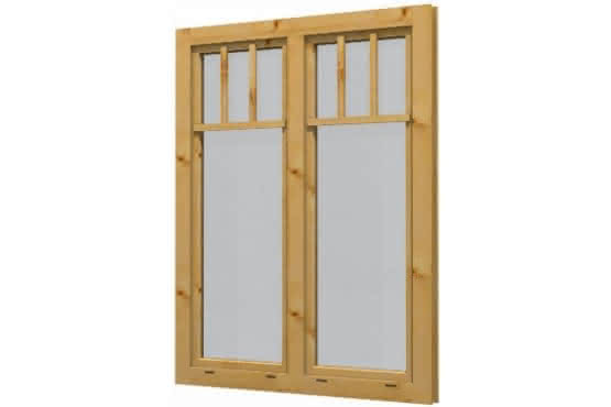 Blockhaus-Fenster F 81 120x155 cm, einfachverglast, Dreh-Doppelflügel, für 45 mm BB, öffnet nach innen F81 | 45 mm