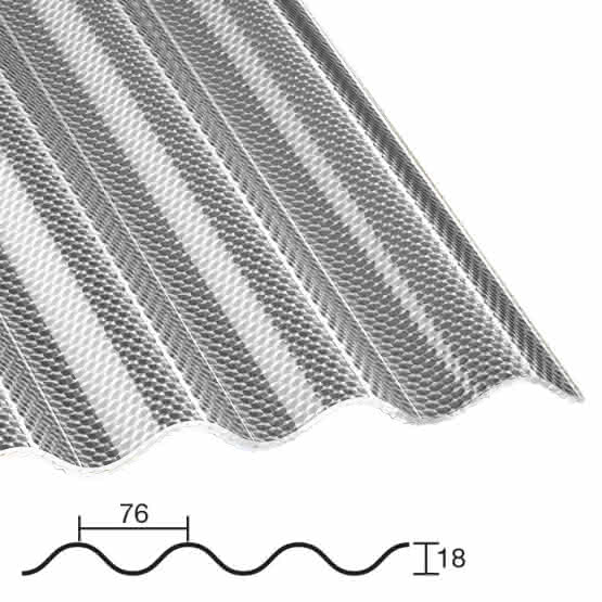 Polycarbonat Sinusprofil 76/18 Wabe anthrazit 1045 mm 2,8 mm 3500 mm 3500 mm