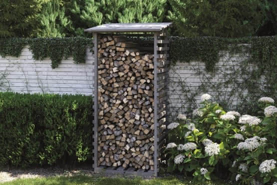 Kaminholz-Regal Odenwald Nadelholz Farbe Granit 100x100x201/189 cm 100x100x201 cm