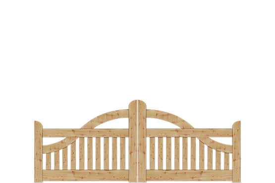 Gartentor Ammerland geschwungen 300x120/90cm Doppeltor Lärche naturbelassen Doppeltor 3,00 m | Lärche natur