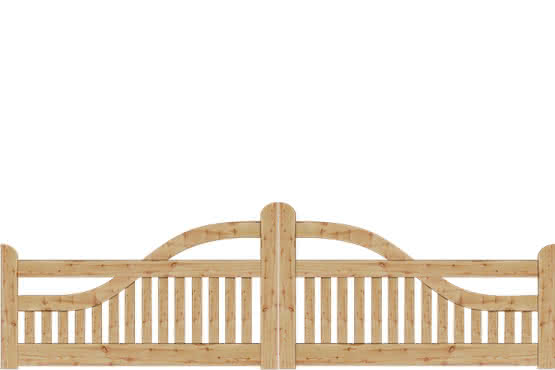 Gartentor Ammerland geschwungen 400x120/90cm Doppeltor Lärche naturbelassen Doppeltor 4,00 m | Lärche natur