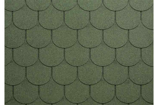 Bitumen-Dachschindeln, Biberschwanz, grün Grün