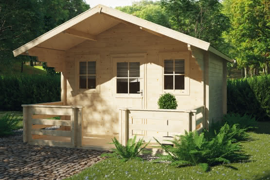 Blockhütte aus Blockbohlen 368 x 248 cm | 28 mm