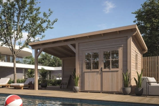 Gartenhaus mit Unterstand 