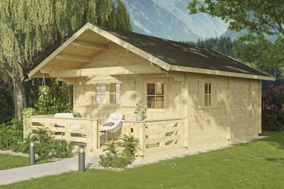 Blockhaus mit Schlafboden 444 x 539 cm (mit Terrasse)