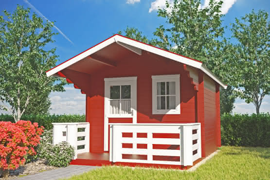 Gartenhaus mit Vordach 308 x 248 cm | 28 mm