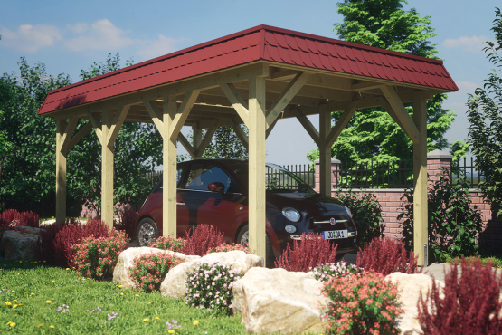 Carport Mit Flachdach Und Walmblende Schmal