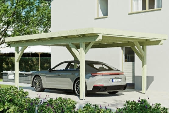 Carport Heide, 420x600 cm, mit EPDM-Foliendach, Fichte KVH naturbelassen 420x600 cm | Fichte KVH natur