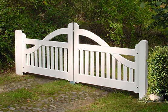 Gartentor Ammerland geschwungen 300x120/90cm Doppeltor Nadelholz Weiß Doppeltor 3,00 m | Nadelholz Weiß