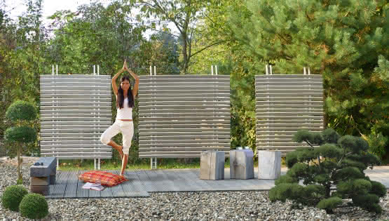 Holzzaun Edle Lamellen Design Sichtblende