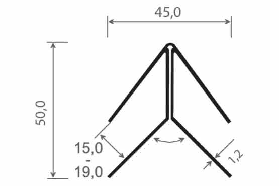 Eck-Profil für 17 mm Verkleidungsprofile mit Dekor-Folie, 37 x 37 x 6000 mm 