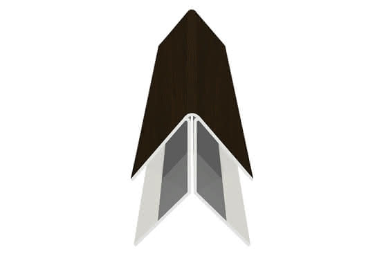 Eck-Profil für 17 mm Verkleidungsprofile mit Dekor-Folie Nussbaum, 37 x 37 x 6000 mm Nussbaum